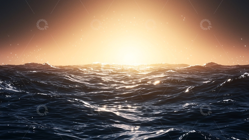 高清大图下载【趣麦麦图】波光粼粼的海面日出