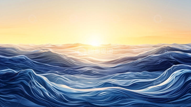 高清大图下载【趣麦麦图】平静海面日出