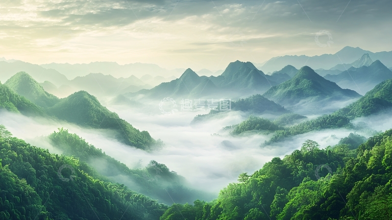 高清大图下载【趣麦麦图】云雾缭绕的山脉