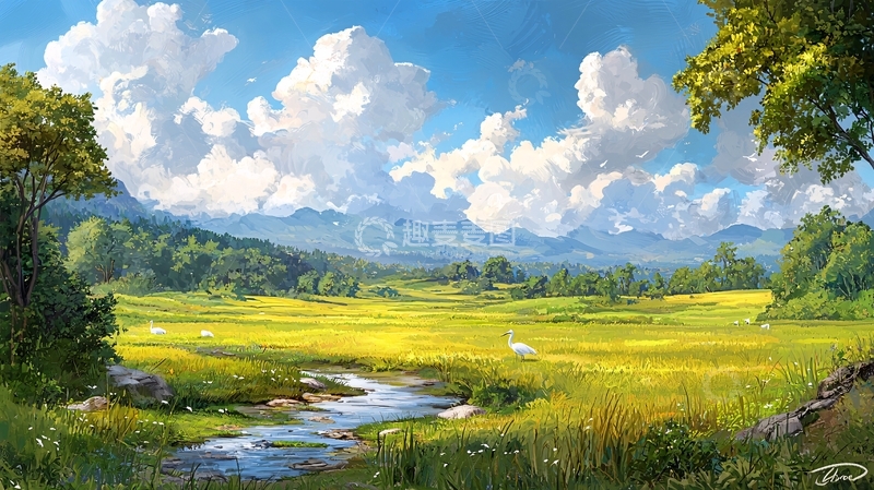 高清大图下载【趣麦麦图】田园风光油画