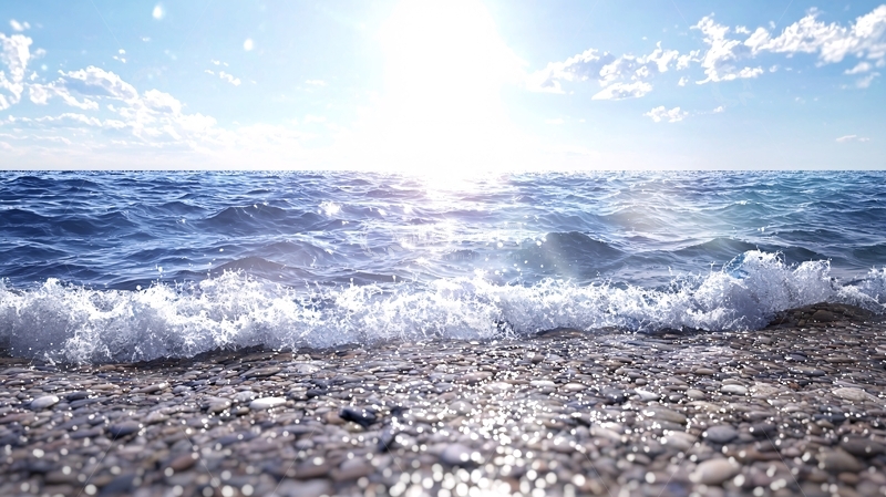 高清大图下载【趣麦麦图】阳光洒在海面上波光粼粼