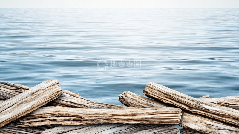 高清大图下载【趣麦麦图】海边木头高清图片