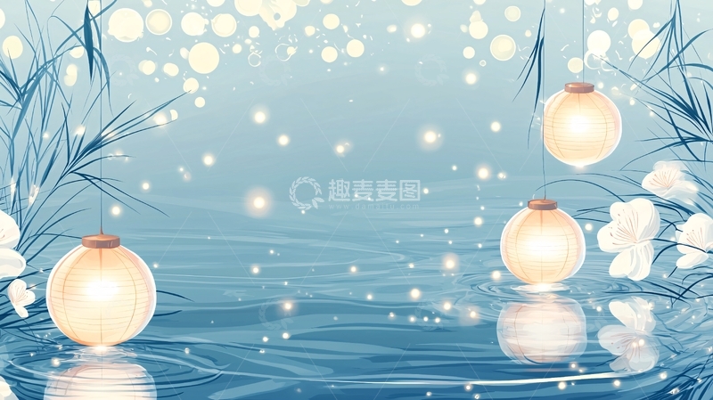 高清大图下载【趣麦麦图】水面灯光闪烁的浪漫冬夜