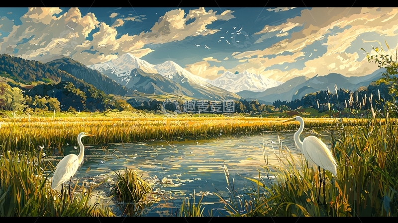 高清大图下载【趣麦麦图】宁静的湖面倒映着山景