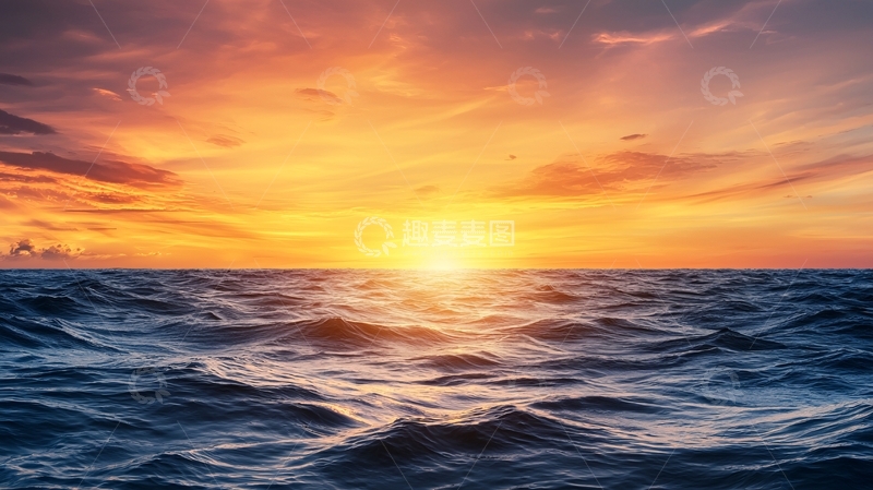 高清大图下载【趣麦麦图】海面日出景色