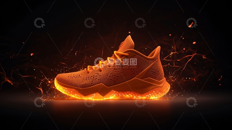 高清大图下载【趣麦麦图】橙色发光运动鞋