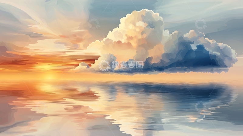 高清大图下载【趣麦麦图】天空云朵倒影水面