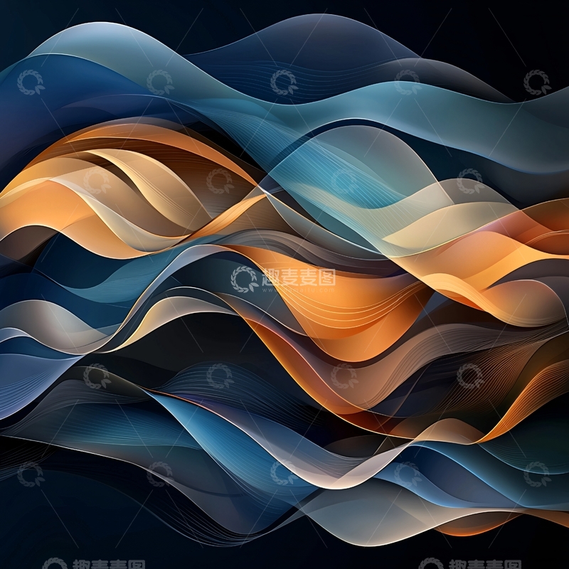 高清大图下载【趣麦麦图】抽象渐变波浪线条