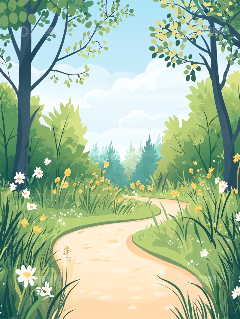 高清大图下载【趣麦麦图】绿色树木掩映的道路