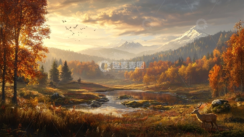 高清大图下载【趣麦麦图】秋日森林风景如画