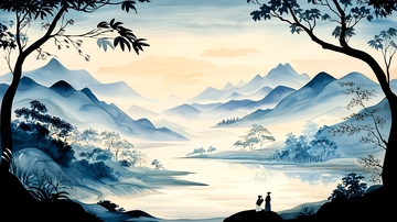 水墨山水朦胧意境