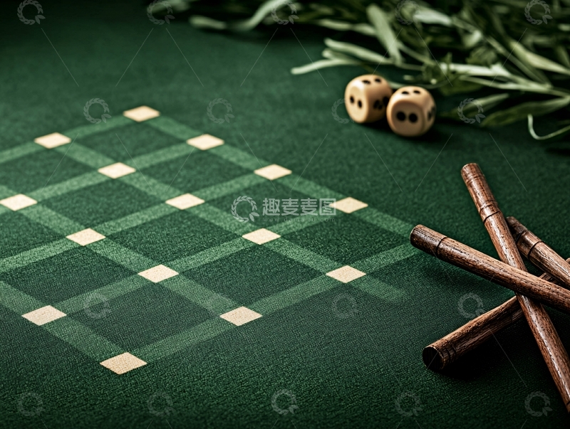 高清大图下载【趣麦麦图】绿色背景上的骰子和笔