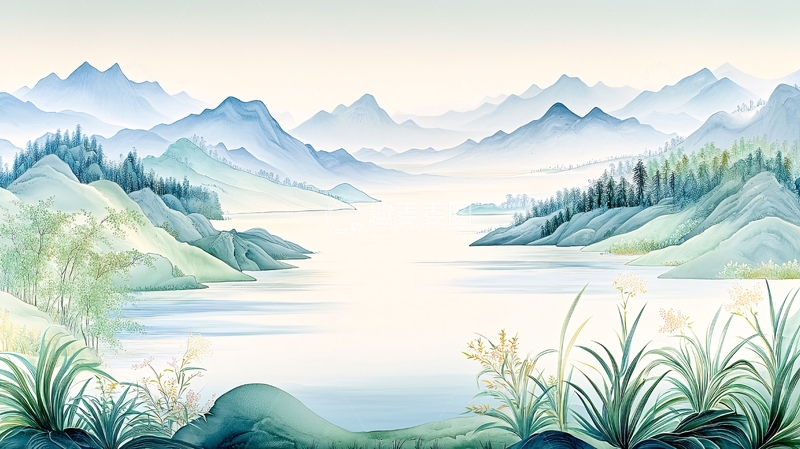 高清大图下载【趣麦麦图】水墨山水风景画