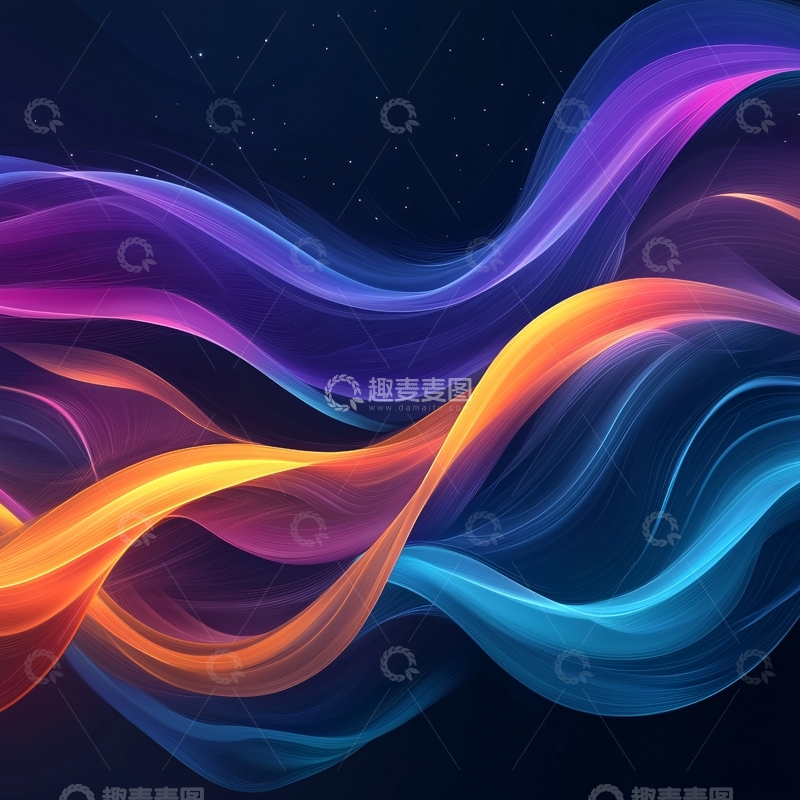 高清大图下载【趣麦麦图】彩色流动的抽象波浪