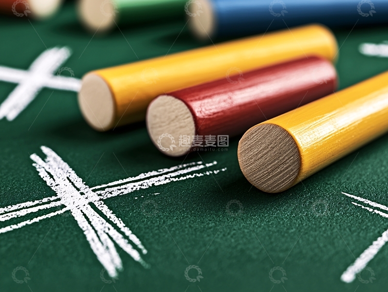 高清大图下载【趣麦麦图】彩色木棒和粉笔叉