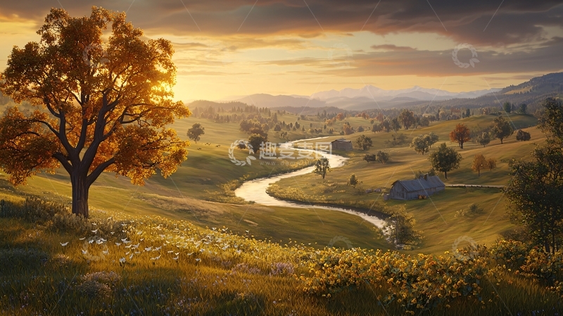 高清大图下载【趣麦麦图】田园风光油画