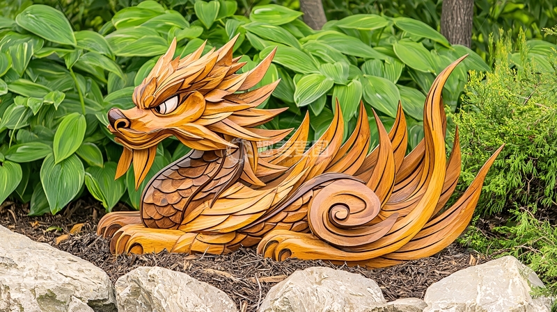 高清大图下载【趣麦麦图】木制龙雕塑高清图片