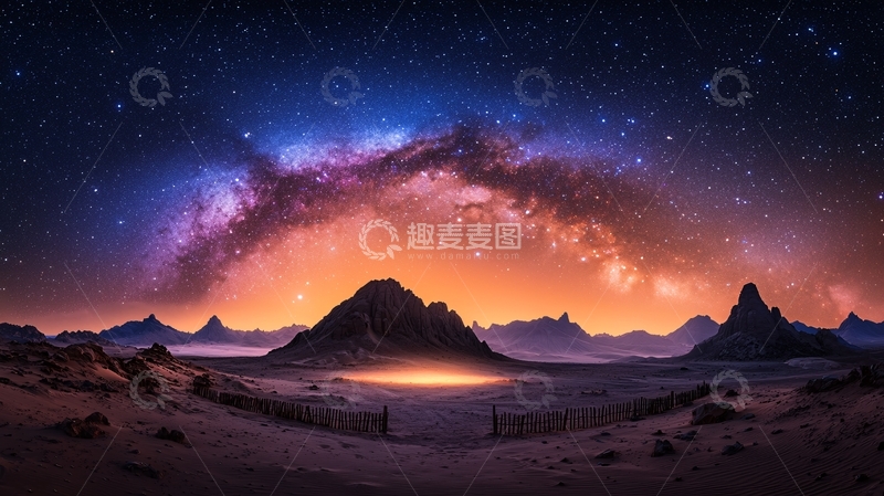 高清大图下载【趣麦麦图】星空下的山脉