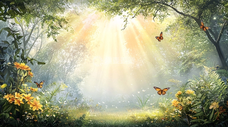 高清大图下载【趣麦麦图】阳光穿透森林