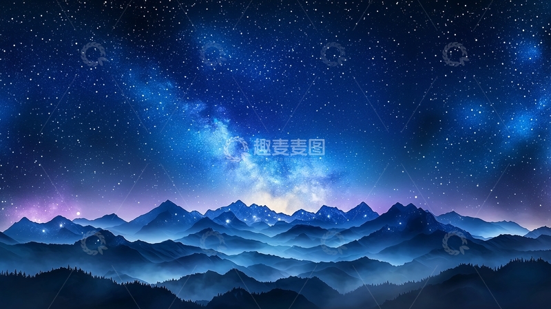 高清大图下载【趣麦麦图】星空下的山脉