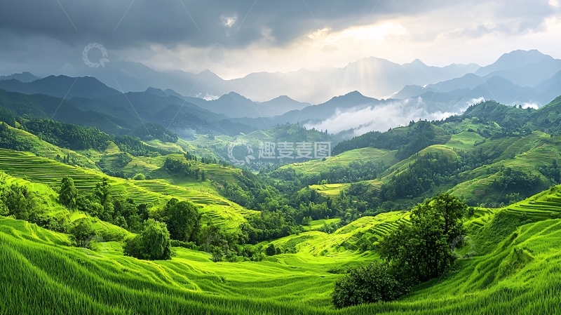 高清大图下载【趣麦麦图】绿色山丘起伏