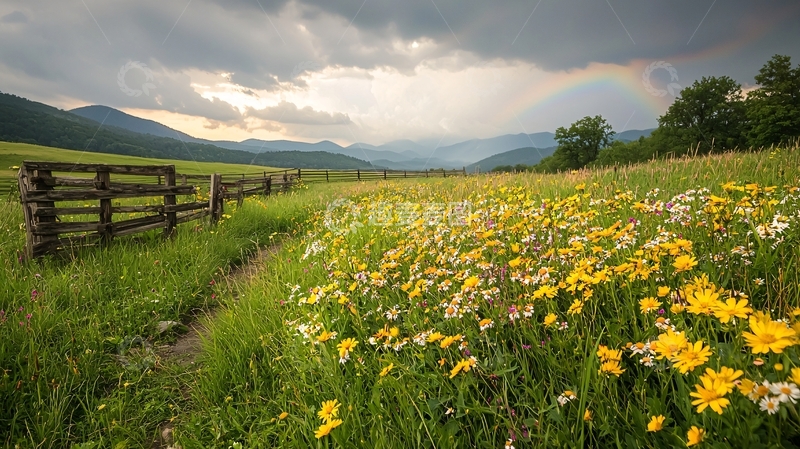 高清大图下载【趣麦麦图】鲜花遍野的山坡