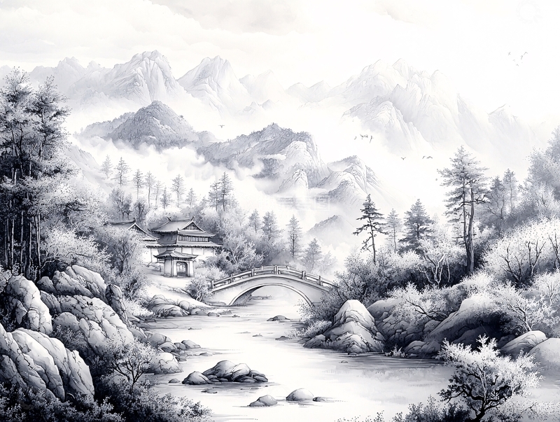 高清大图下载【趣麦麦图】水墨山水画高清图片