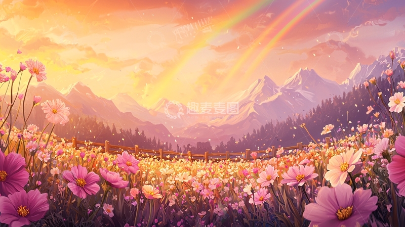 高清大图下载【趣麦麦图】鲜花盛开的山谷