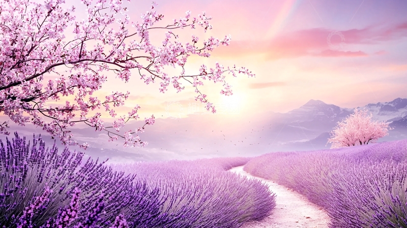 高清大图下载【趣麦麦图】紫色薰衣草花田