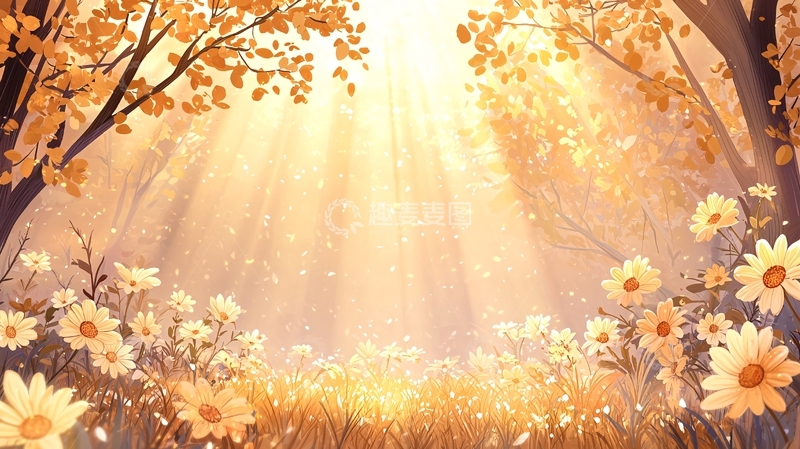 高清大图下载【趣麦麦图】阳光穿过花丛的唯美画面