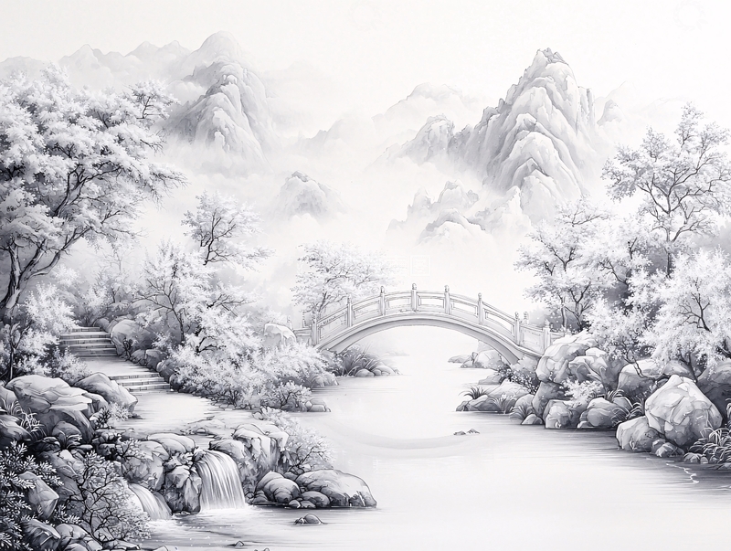 高清大图下载【趣麦麦图】水墨风格山水画