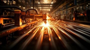 钢铁厂激光切割金属火花四溅