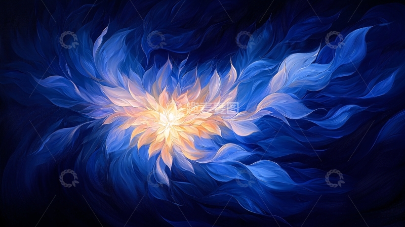 高清大图下载【趣麦麦图】蓝光花朵光芒四射