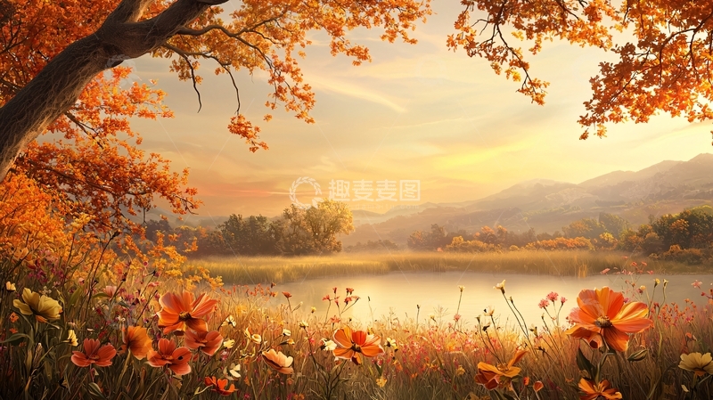 高清大图下载【趣麦麦图】秋日暖阳下的湖光山色