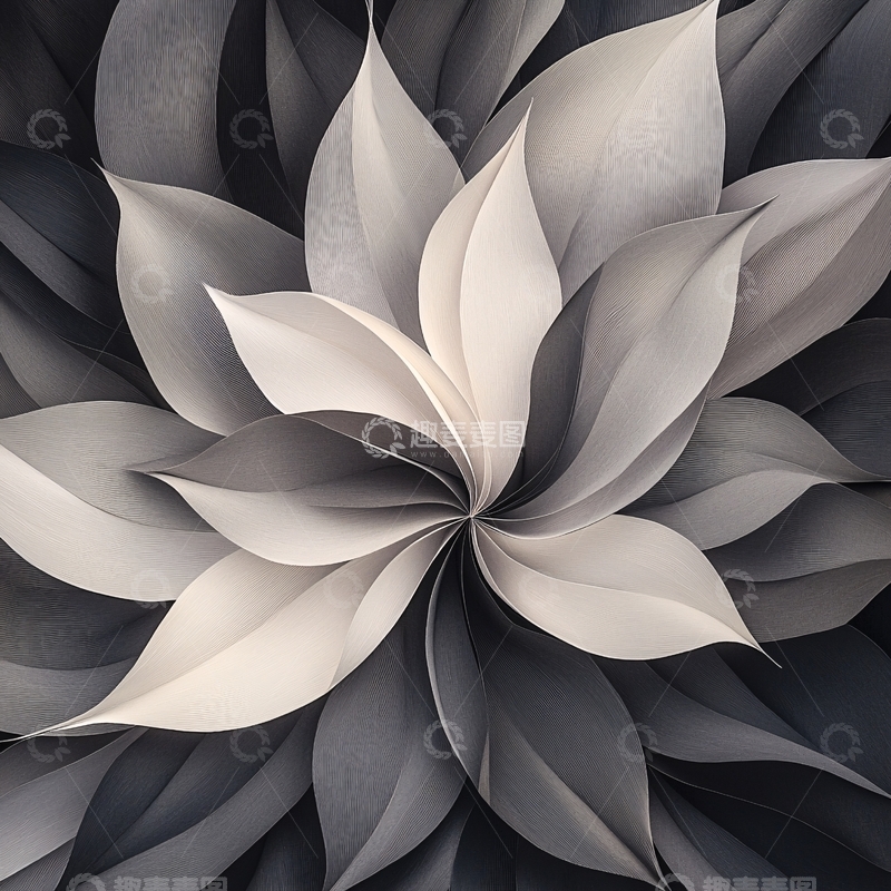高清大图下载【趣麦麦图】优雅灰色花瓣层叠绽放