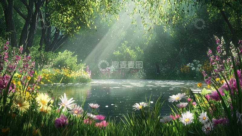 高清大图下载【趣麦麦图】阳光洒在宁静水面