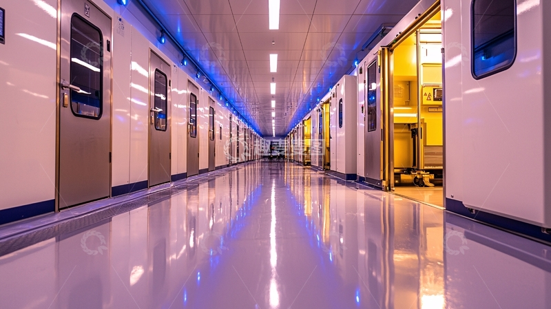 高清大图下载【趣麦麦图】蓝色光晕下的未来感走廊