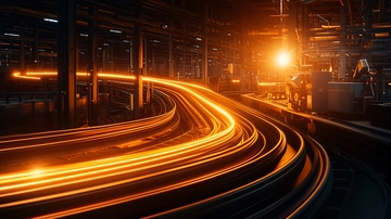 钢铁厂光轨夜景