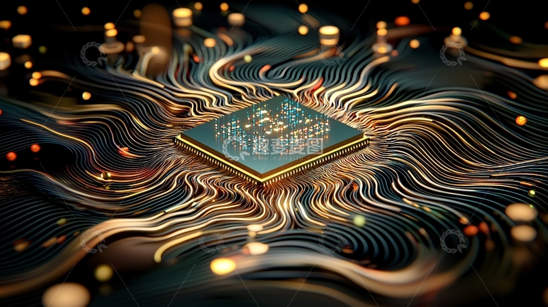 高清大图下载【趣麦麦图】微芯片电路连接网络