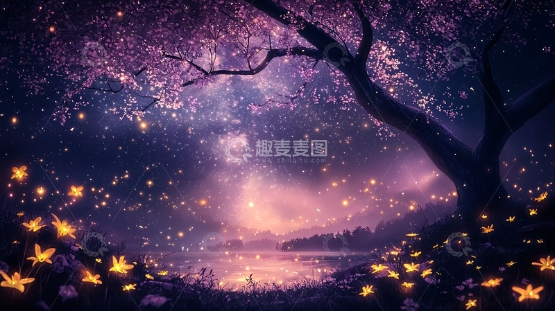 高清大图下载【趣麦麦图】星空下的梦幻森林