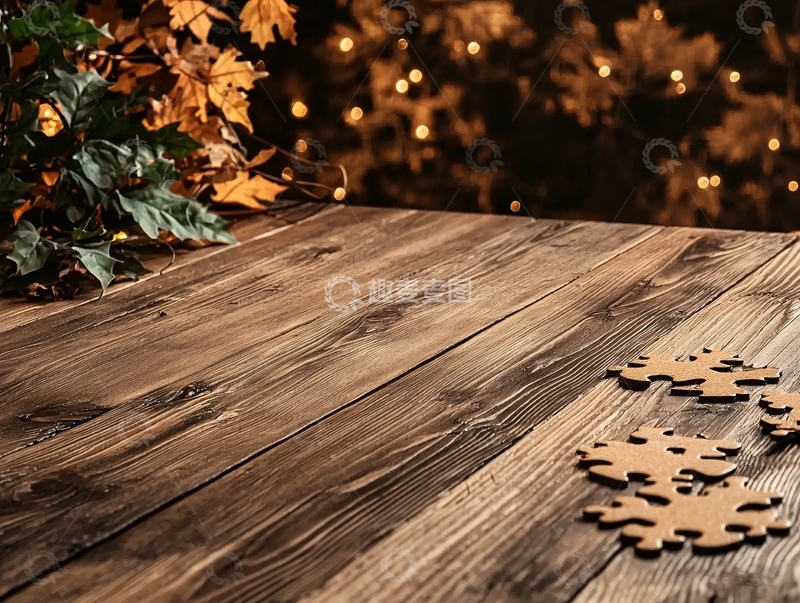 高清大图下载【趣麦麦图】复古木板上的圣诞场景