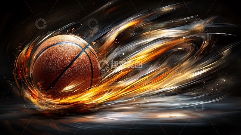 高清大图下载【趣麦麦图】燃烧篮球运动轨迹