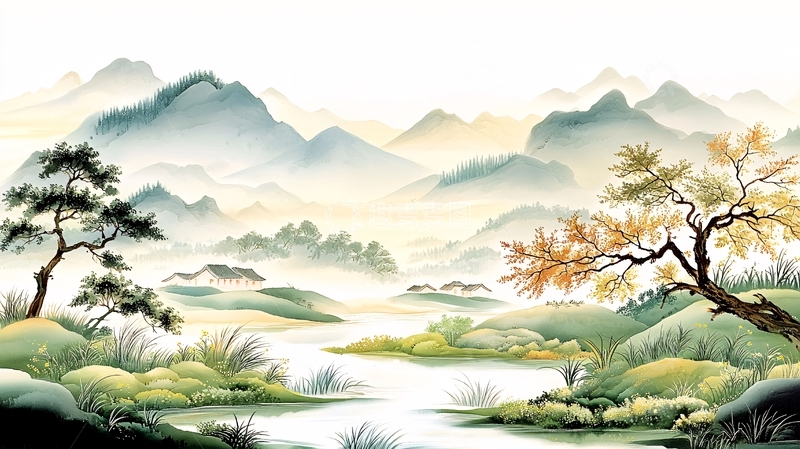 高清大图下载【趣麦麦图】山水画意境高清图片