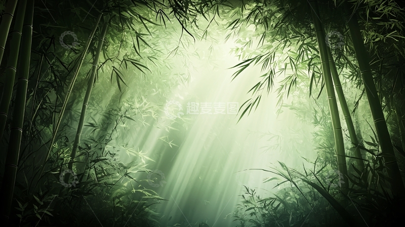 高清大图下载【趣麦麦图】绿色森林阳光透过