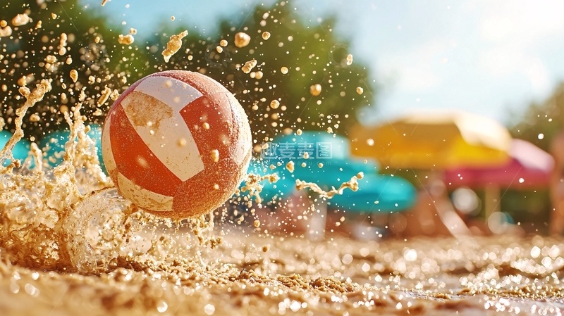 高清大图下载【趣麦麦图】水花四溅的排球