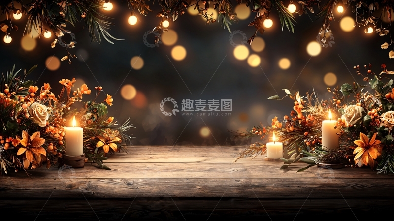 高清大图下载【趣麦麦图】浪漫烛光花卉背景