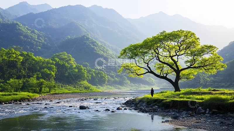 高清大图下载【趣麦麦图】山水树木的宁静风景