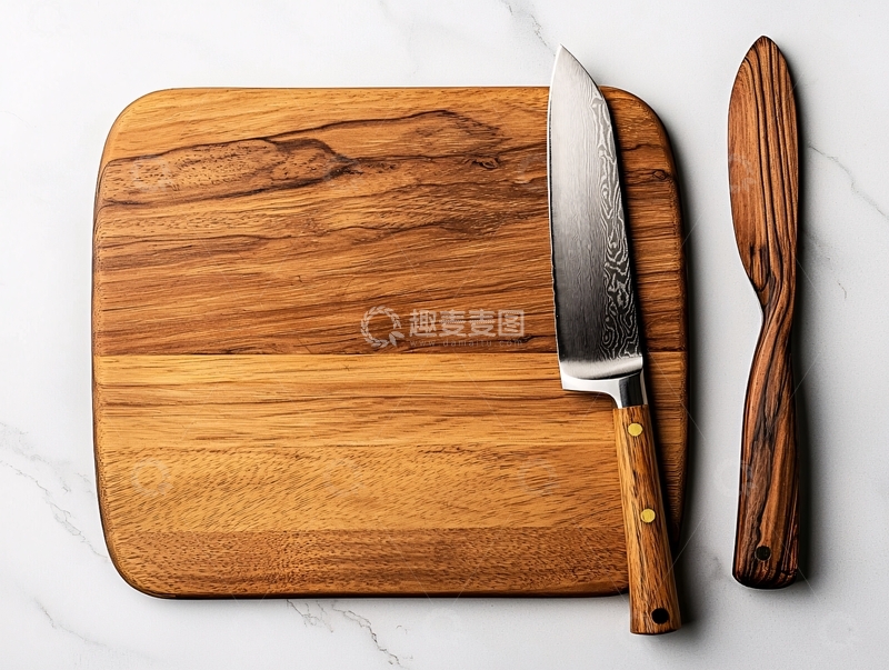 高清大图下载【趣麦麦图】木制砧板刀具餐具