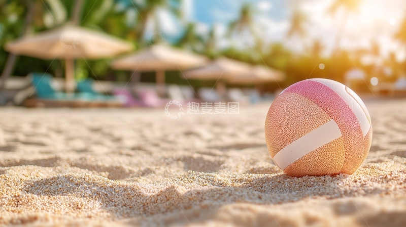 高清大图下载【趣麦麦图】沙滩上的排球