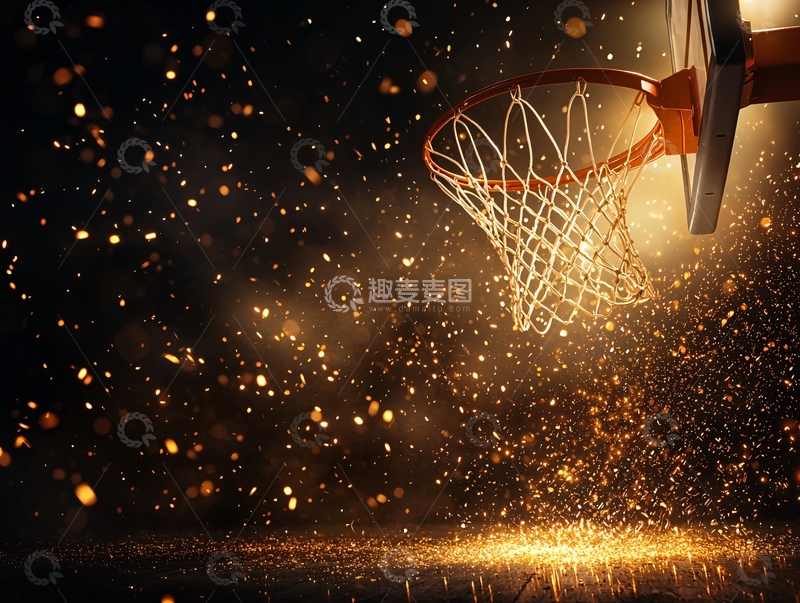 高清大图下载【趣麦麦图】篮球穿过球网的瞬间